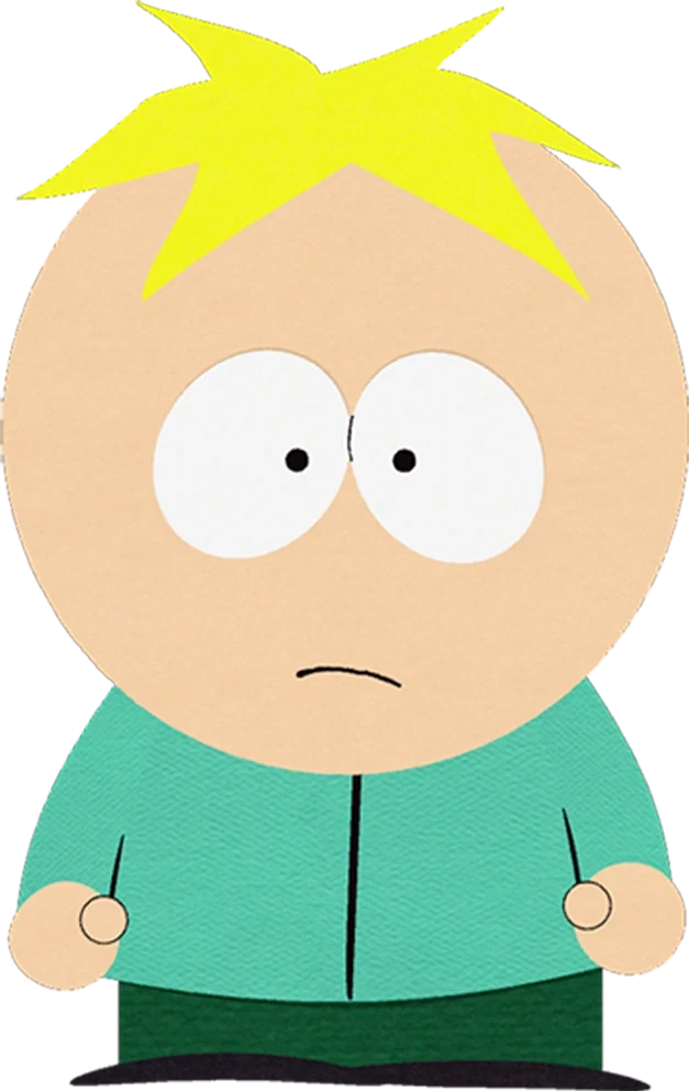 Butters Stotch with a small blond hair tuft and turquoise shirt